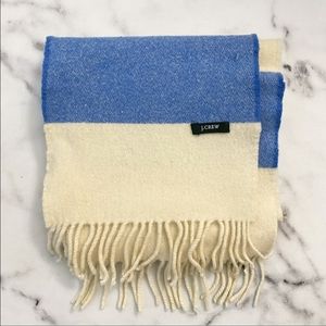 J. Crew Blue & White Striped Fringe Scarf
